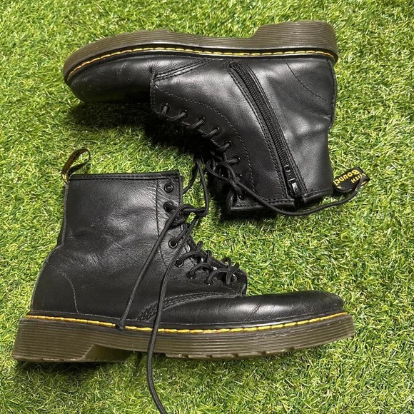 Dr. Martens 1460‎ Y Black Leather Lace Up/Zip Ankle Boots Men's Size 4 #shoes - Picture 2 of 7